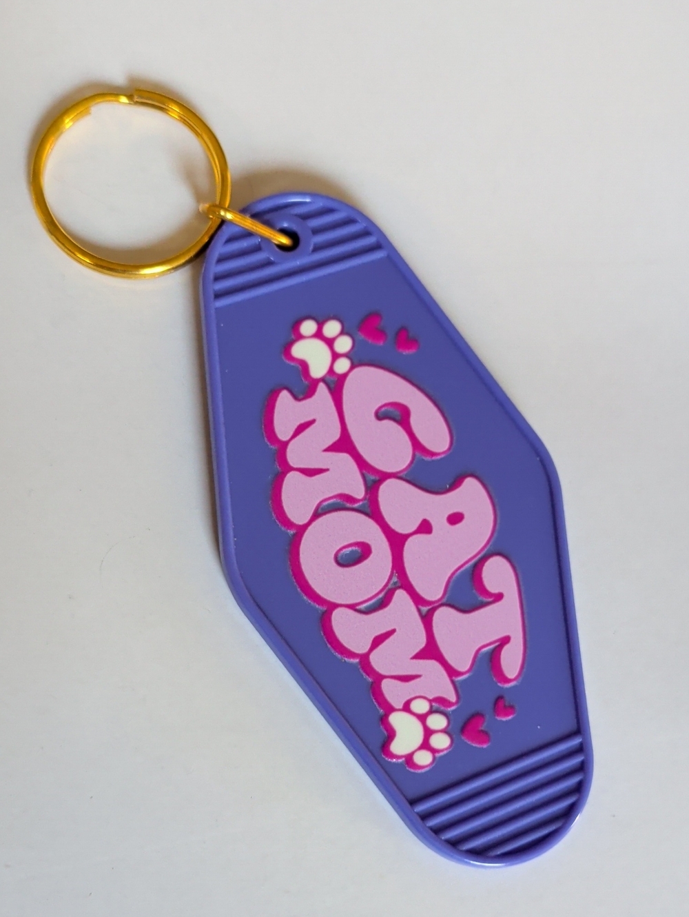 Cat Mom Purple & Pink Keychain - Silicone Pet Lover Accessory